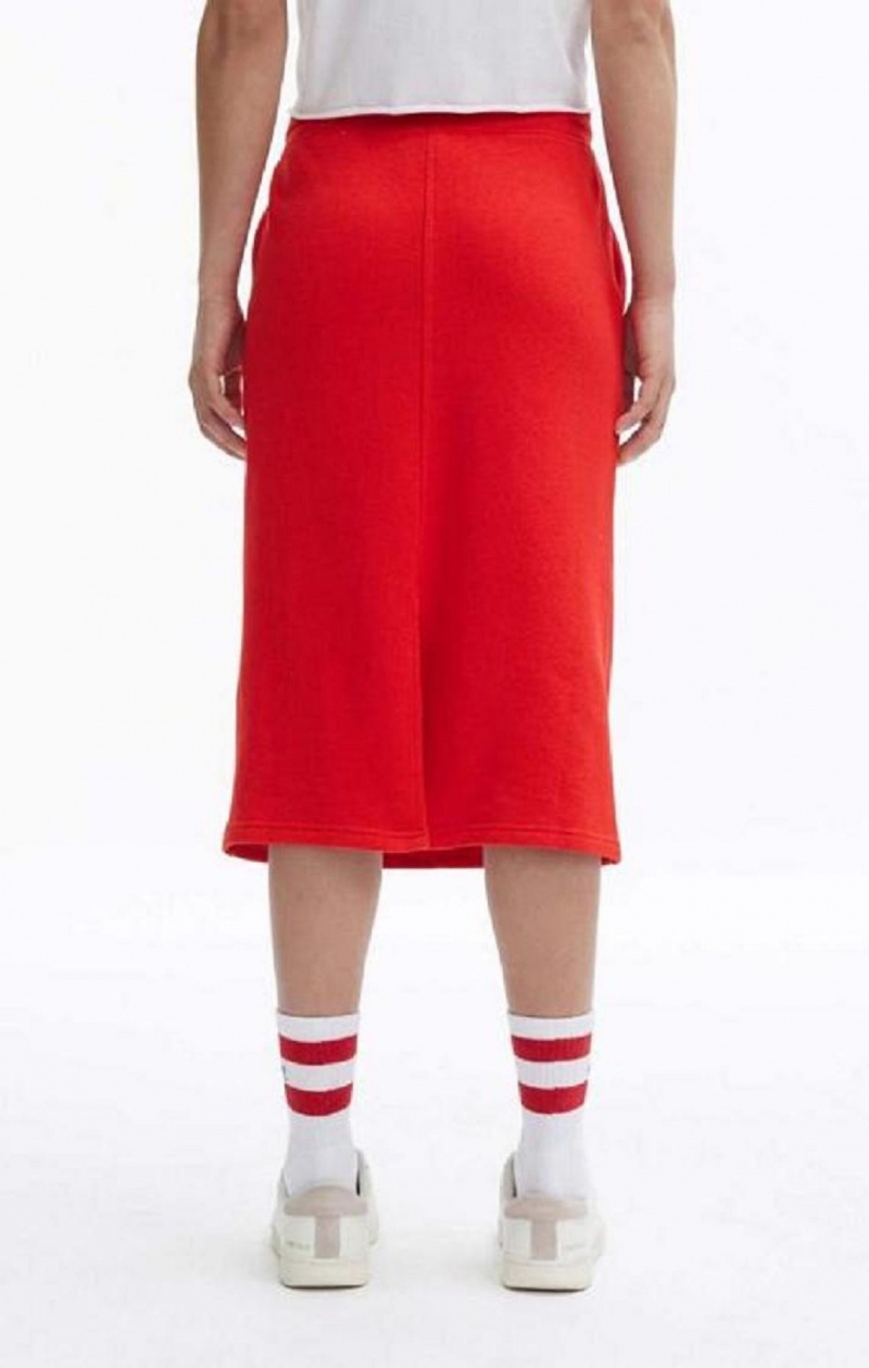 Champion Split Back Reverse Weave Midi Skirt Női Szoknya Piros | 5608-ZLWCD