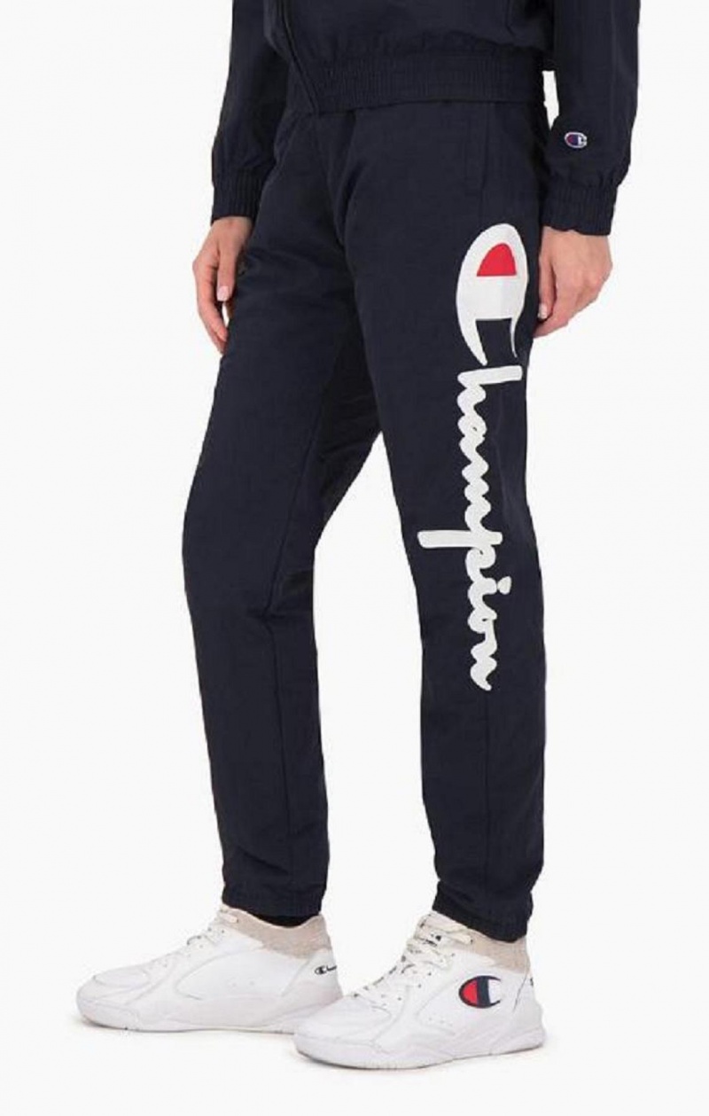 Champion Statement Script Logo Leg Pálya Pants Női Jogger Nadrág Sötétkék | 0249-UOPDS