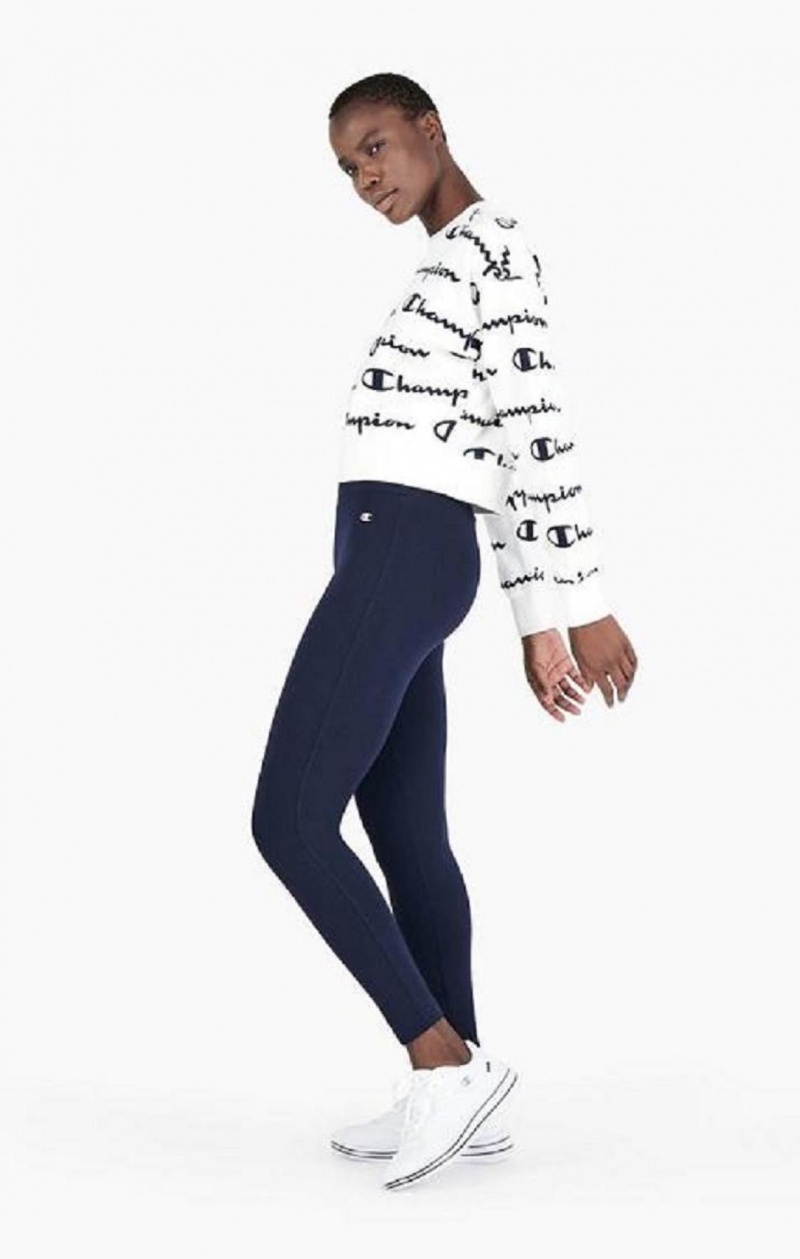 Champion Stretch Pamut Terry Leggings Női Jogger Nadrág Sötétkék | 8391-QEOIS