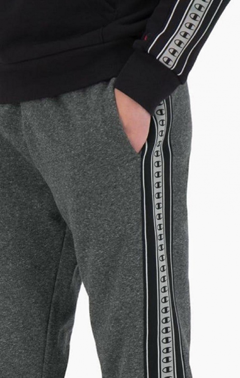 Champion Stripe C Logo Tape Pamut Terry Joggers Férfi Jogger Nadrág Sötétszürke | 6359-KHWYL