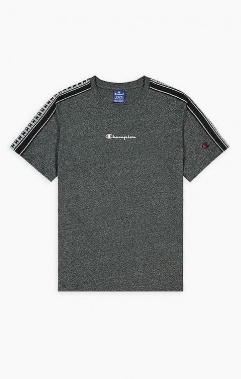 Champion Stripe C Logo Tape Sleeve T-Shirt Férfi Póló Sötétszürke | 9124-ZFTYW