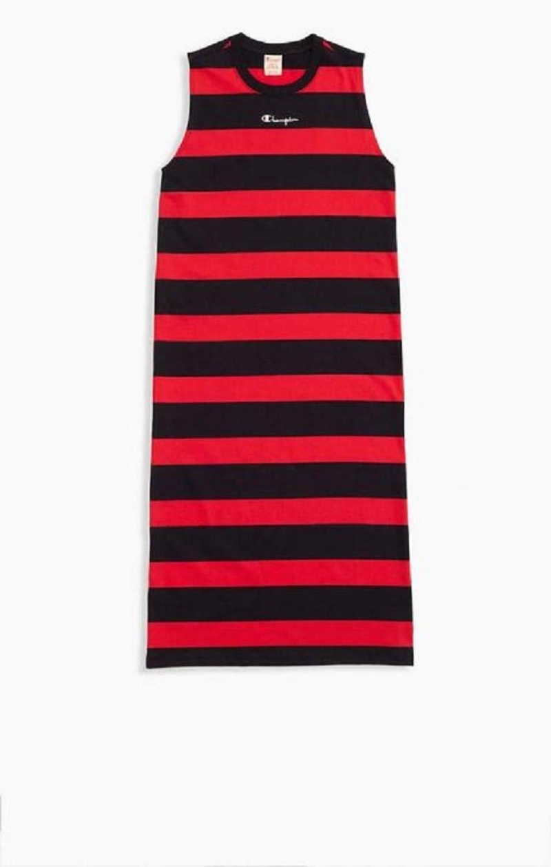 Champion Stripe Tank Jersey Maxi Ruha Női Ruha Piros Fekete | 5793-YCUQA