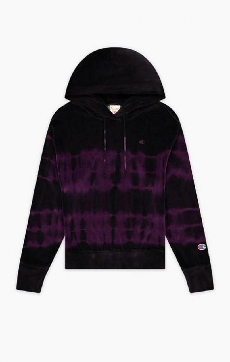 Champion Tie Dye C Logo Velour Hoodie Női Kapucnis Pulóver Barna | 8529-OXSVL