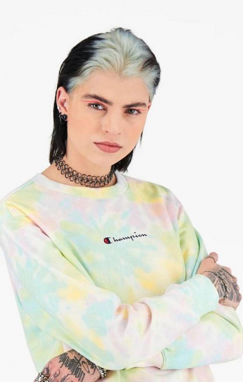 Champion Tie Dye Digitális Print Sweatshirt Női Pulóverek Korall | 0328-QKUPN