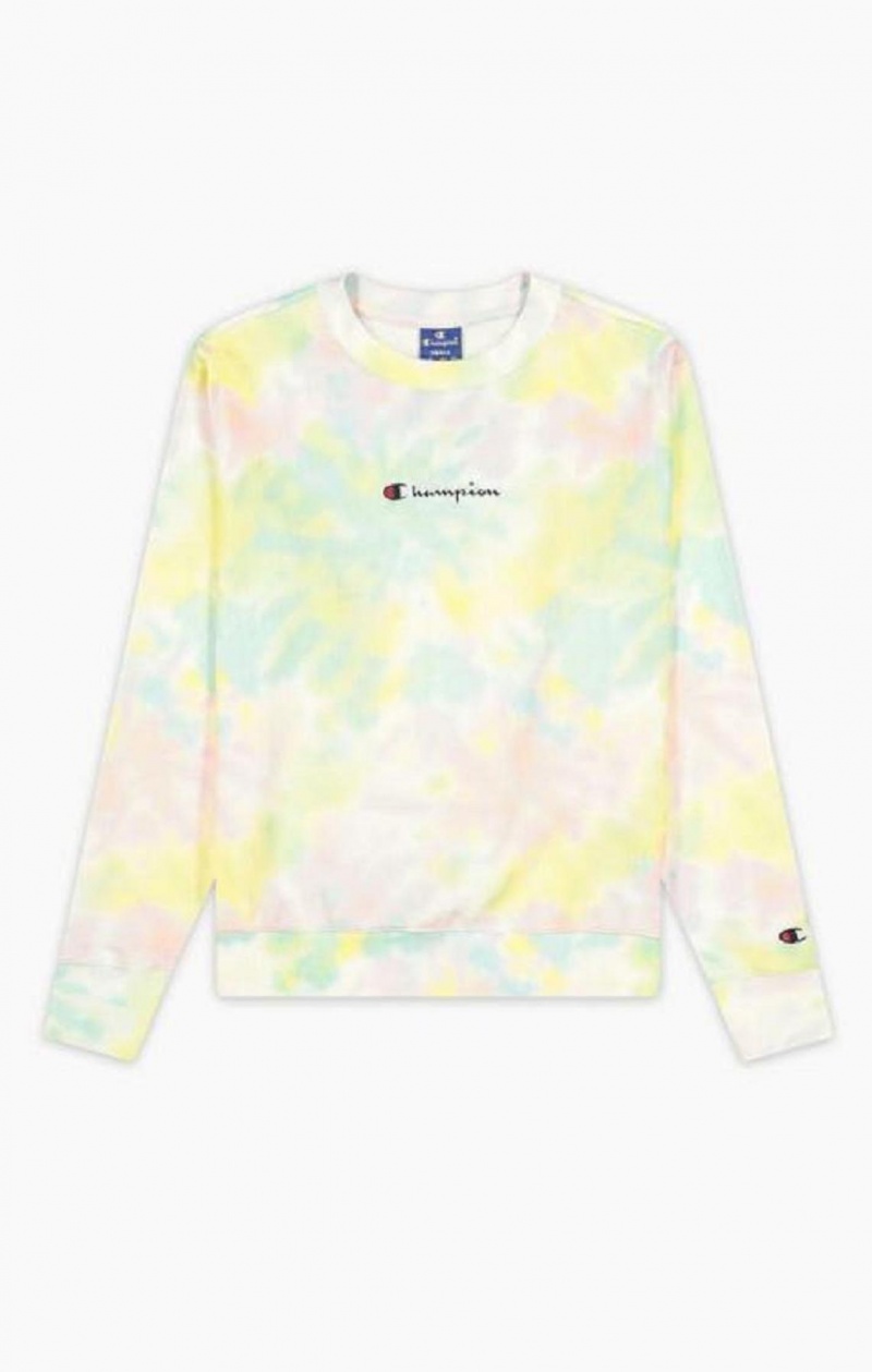 Champion Tie Dye Digitális Print Sweatshirt Női Pulóverek Korall | 0328-QKUPN