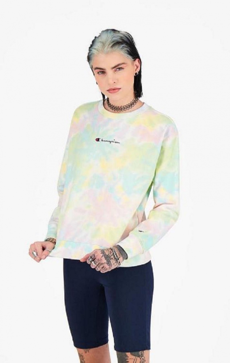 Champion Tie Dye Digitális Print Sweatshirt Női Pulóverek Korall | 0328-QKUPN