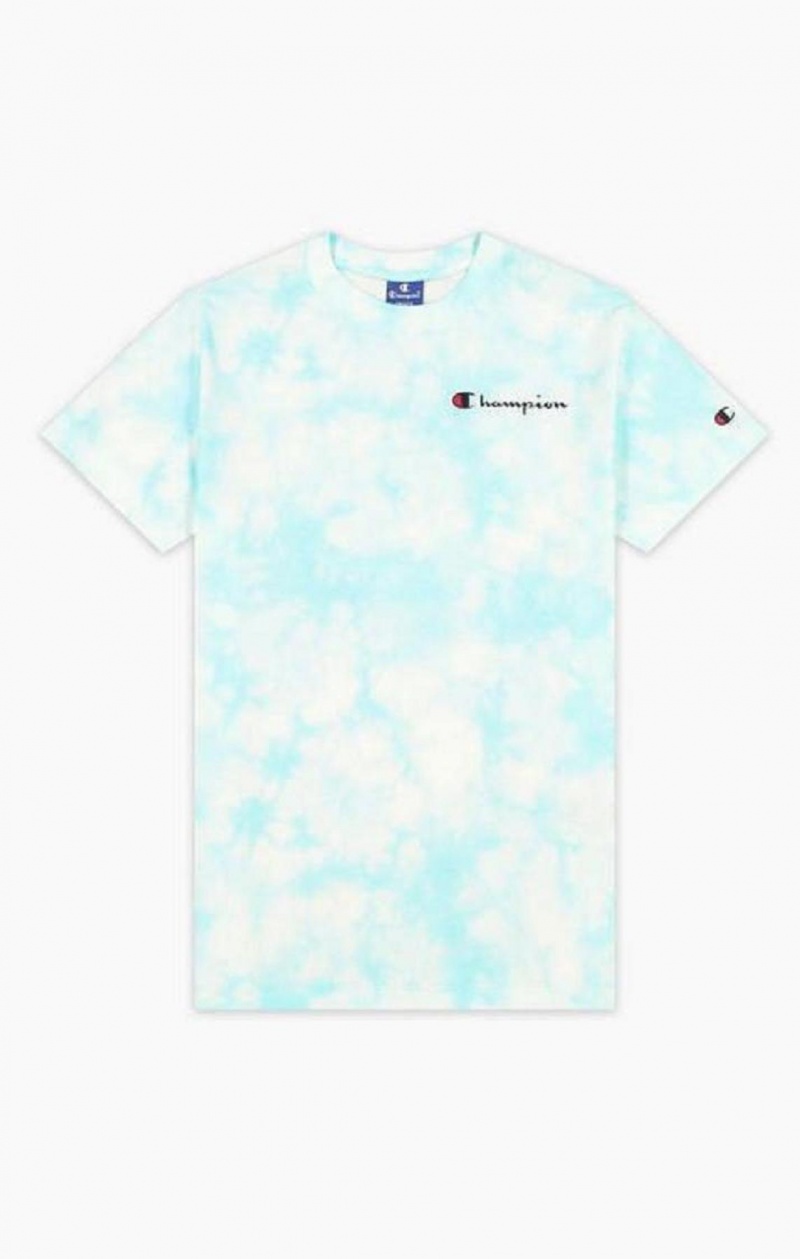 Champion Tie Dye Digitális Print T-Shirt Női Póló Világos Kék | 9615-VYCWJ