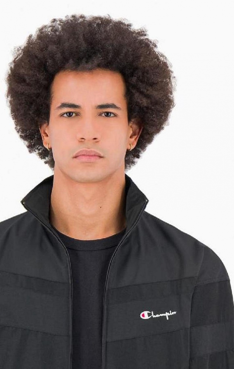 Champion Tonal Panel High Neck Zip-Up Tracksuit Top Férfi Pulóverek Fekete | 7061-SIHAL