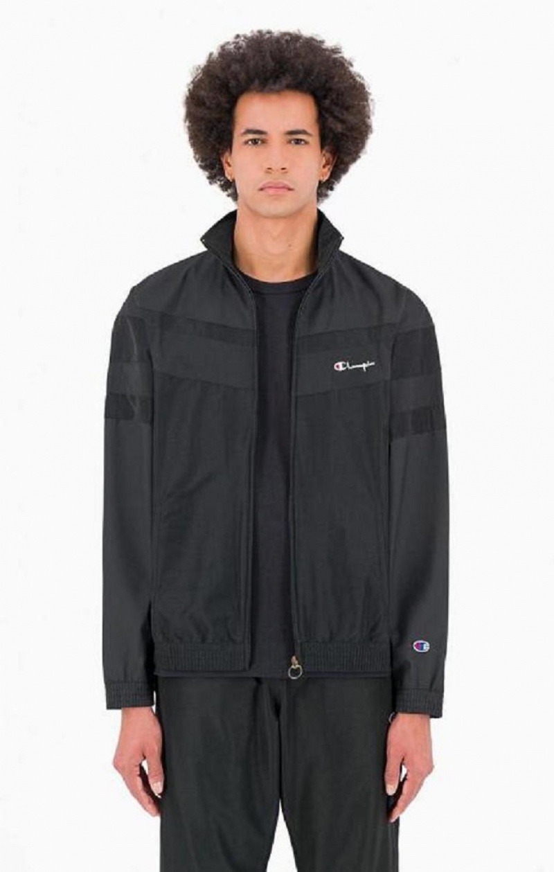 Champion Tonal Panel High Neck Zip-Up Tracksuit Top Férfi Pulóverek Fekete | 7061-SIHAL