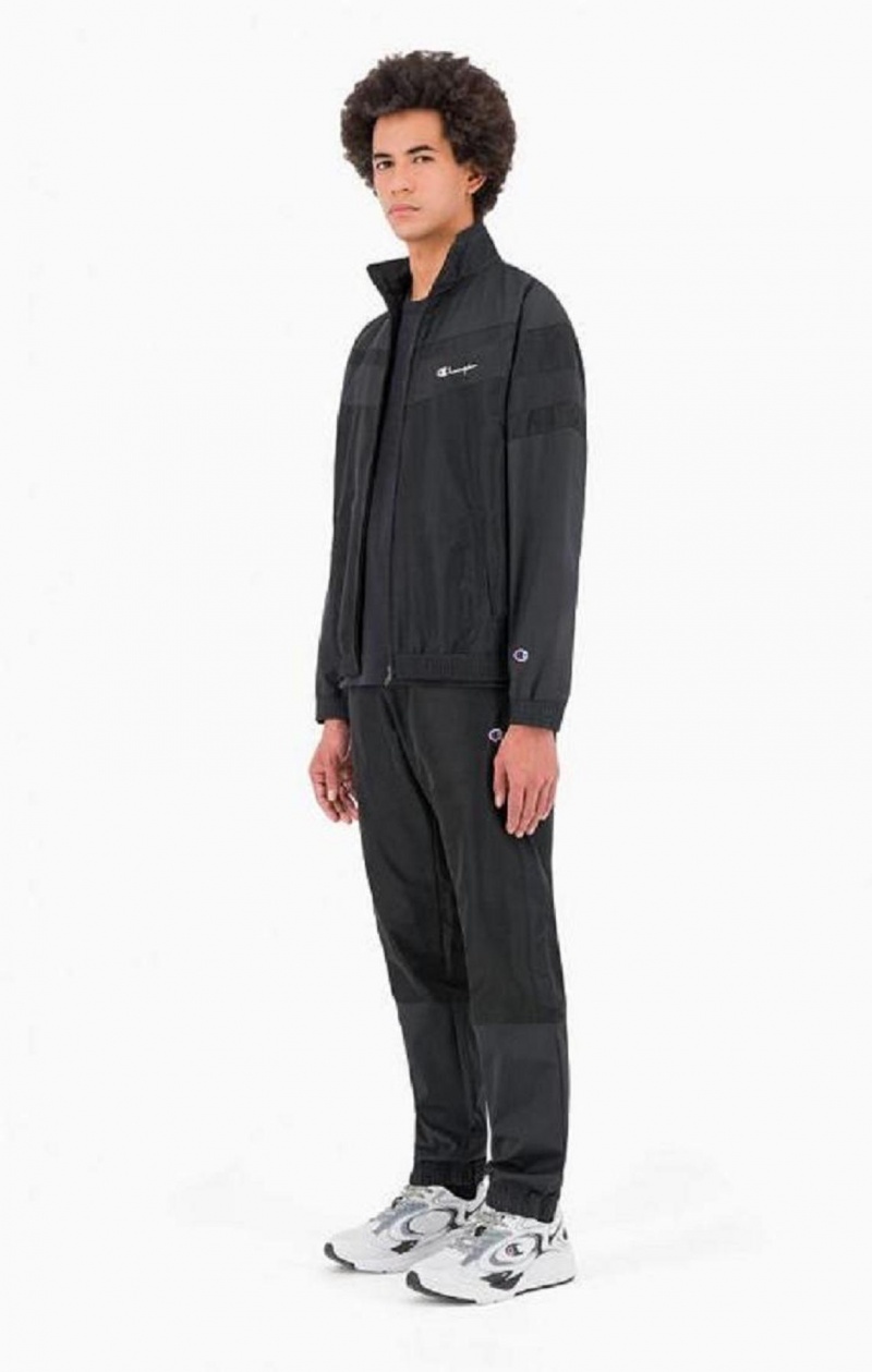 Champion Tonal Panel Tracksuit Top Férfi Melegítő Fekete | 2863-PGWHR