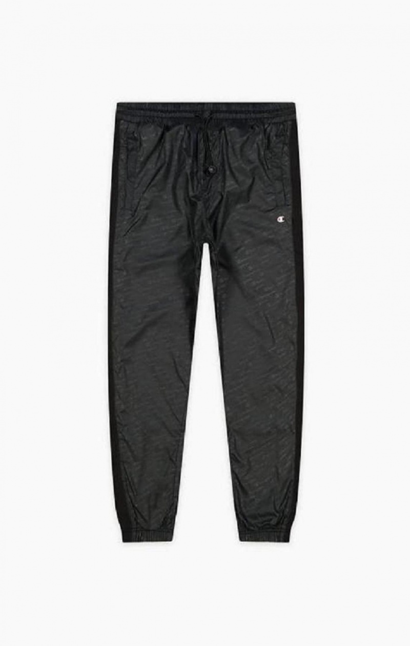 Champion Tonal Script Logo Nejlon Pálya Pants Férfi Jogger Nadrág Fekete | 7826-TGEJB