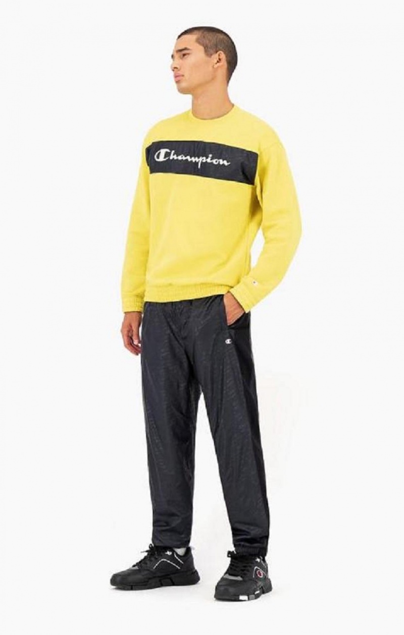 Champion Tonal Script Logo Nejlon Pálya Pants Férfi Jogger Nadrág Fekete | 7826-TGEJB