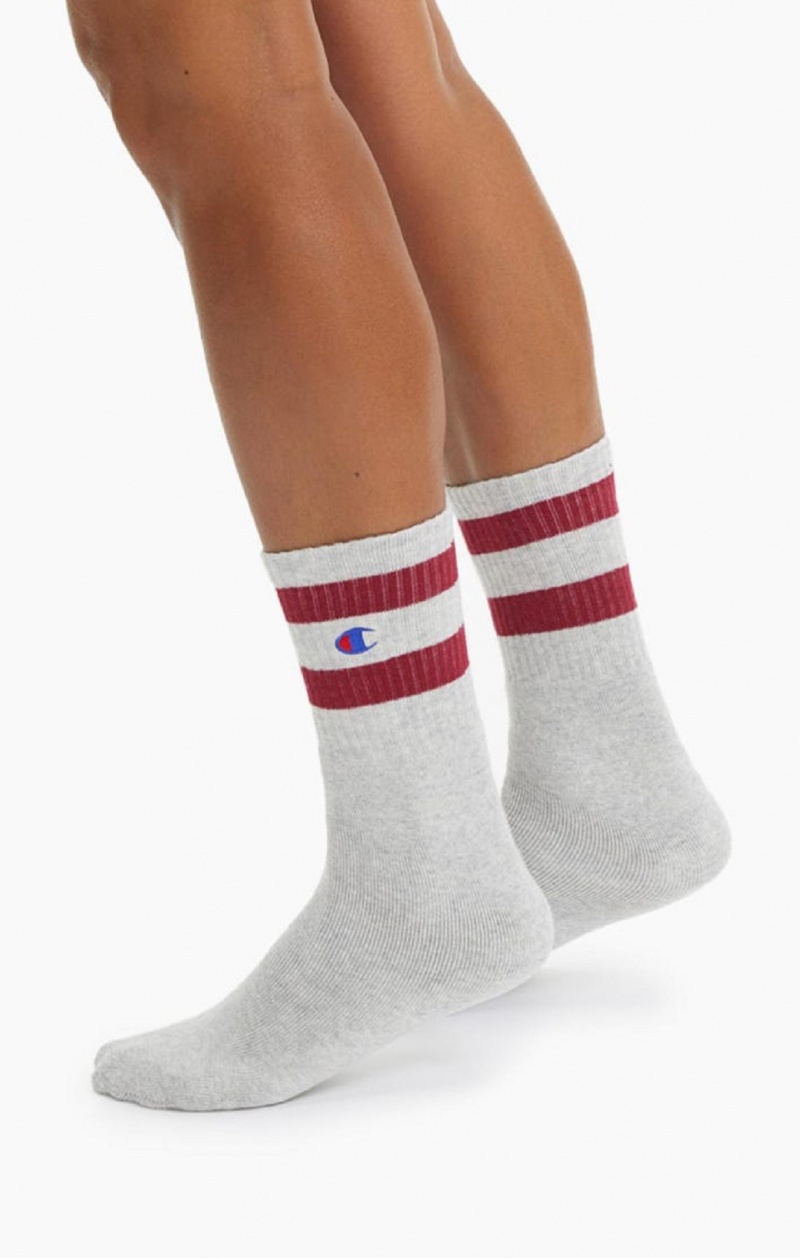 Champion Tube Stripe Crew Socks Férfi Zokni Világos Szürke | 4910-ISMUY