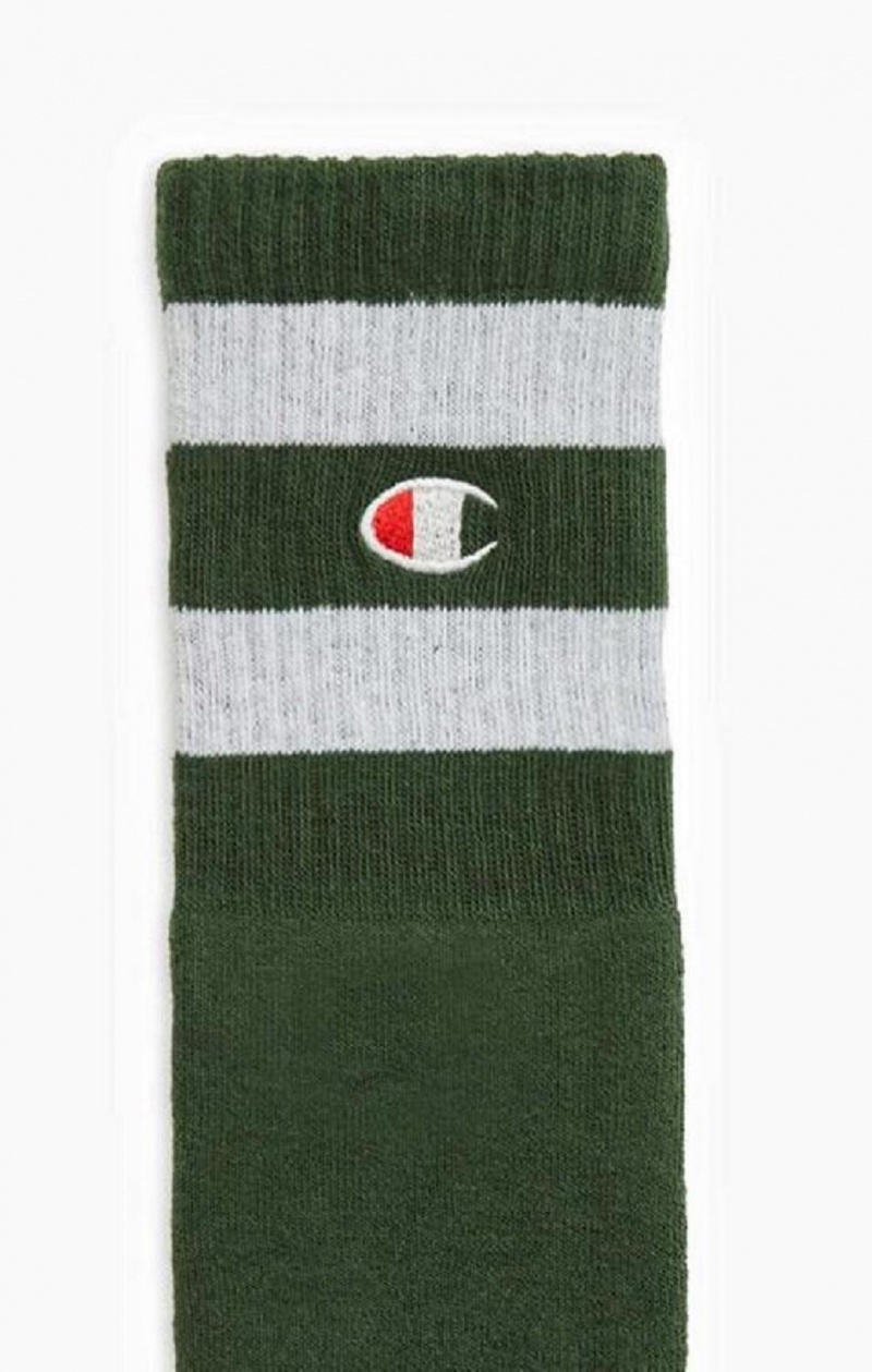 Champion Tube Stripe Crew Socks Női Zokni Zöld | 0396-IBKJH