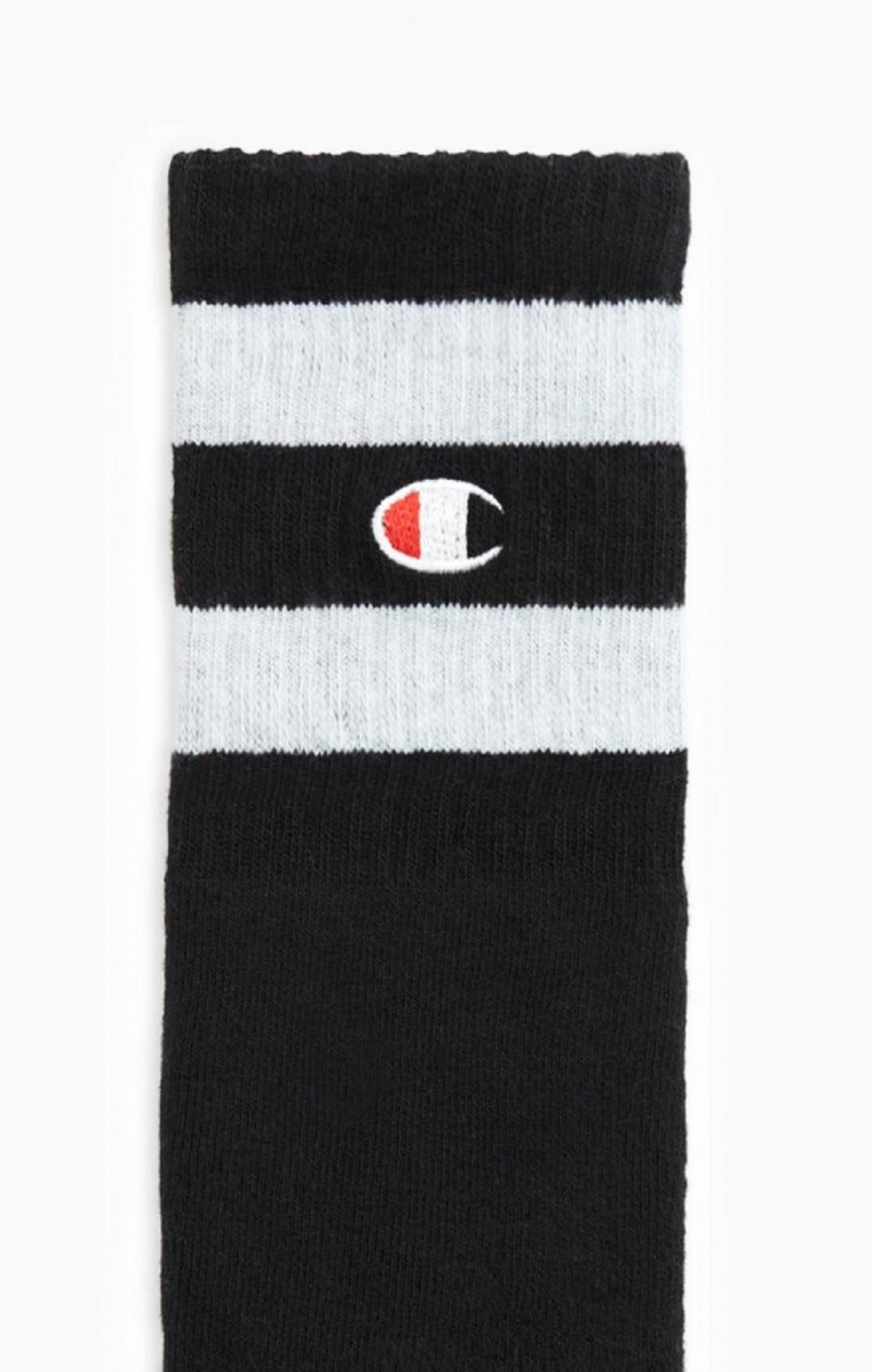 Champion Tube Stripe Crew Socks Női Zokni Fekete | 9104-EFCAH