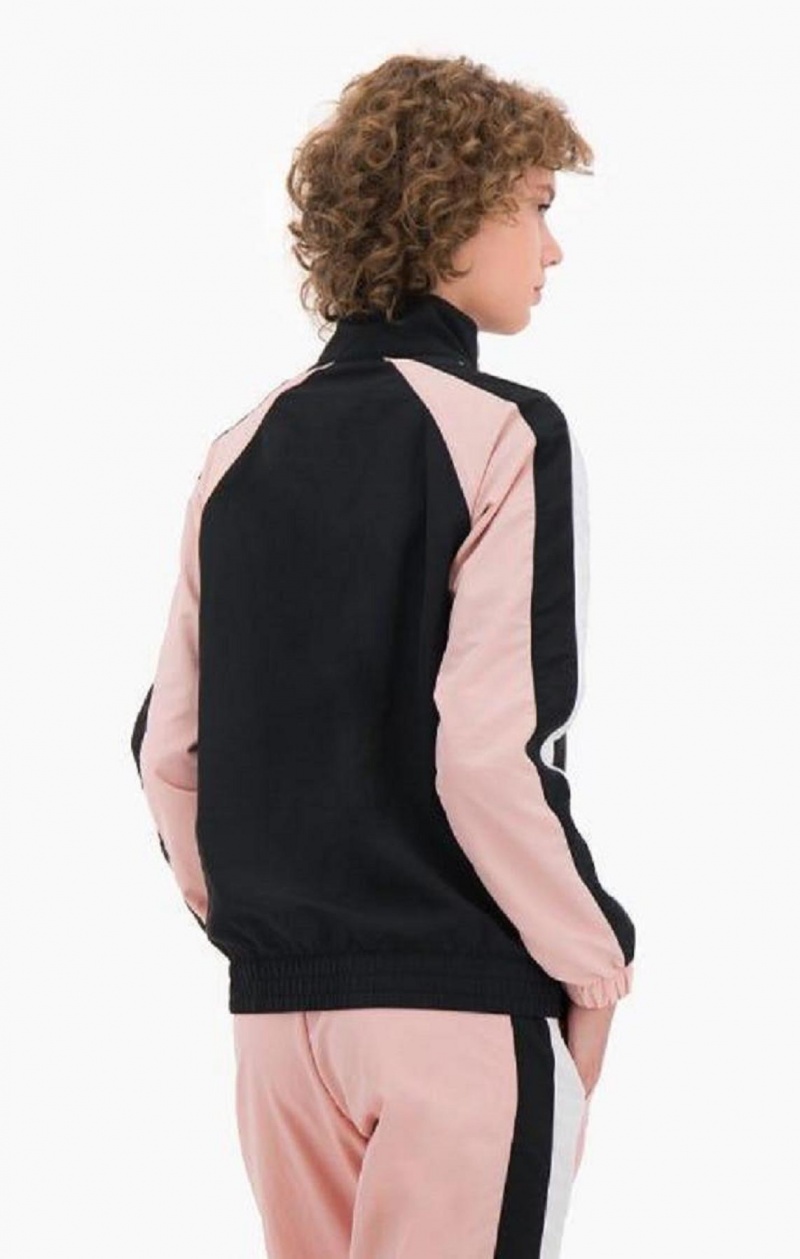 Champion Two Tone Stripe Seam Pálya Jacket Női Kabát Fekete Rózsaszín | 9680-HWBDT