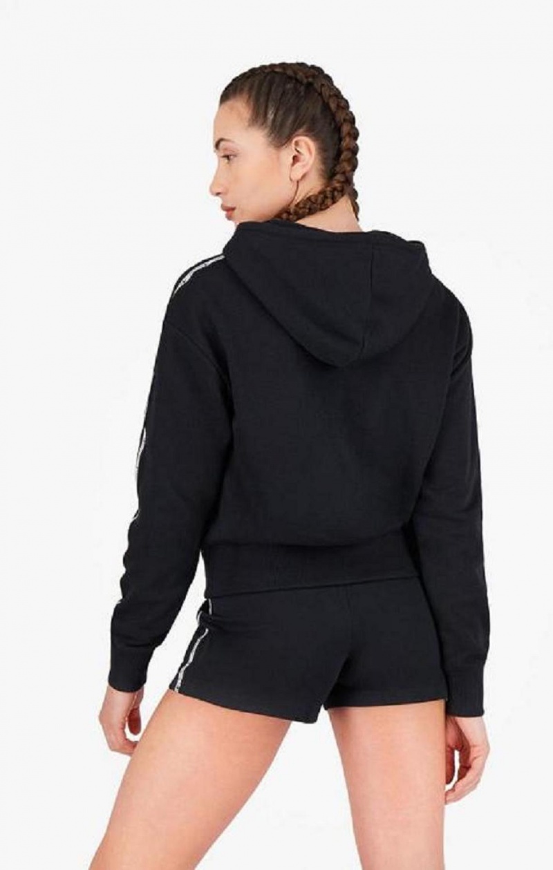 Champion USA Cropped Hoodie Női Kapucnis Pulóver Fekete | 4860-IANMS