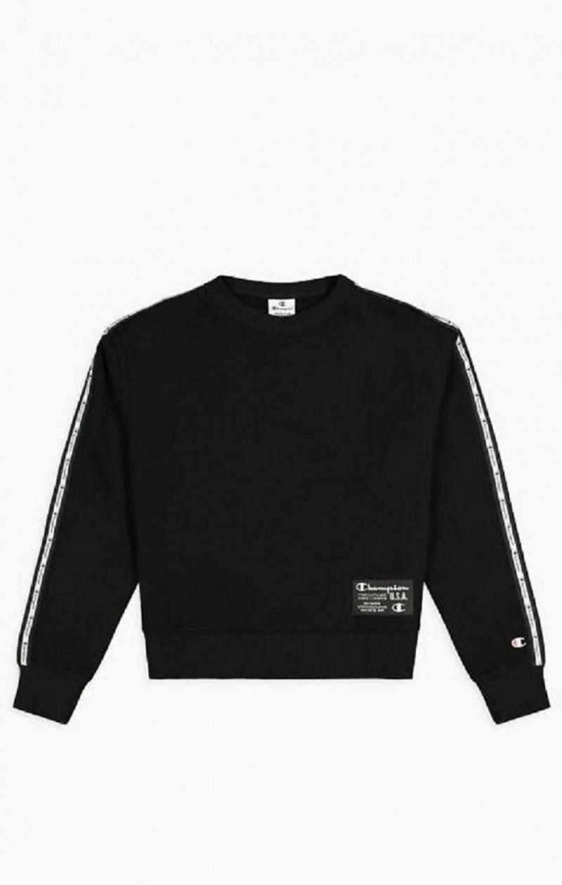 Champion USA Cropped Sweatshirt Női Pulóverek Fekete | 8097-LZFOY