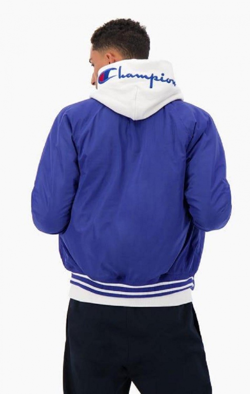 Champion Varsity Bomber Jacket Férfi Kabát Sötétkék | 5024-GERAC