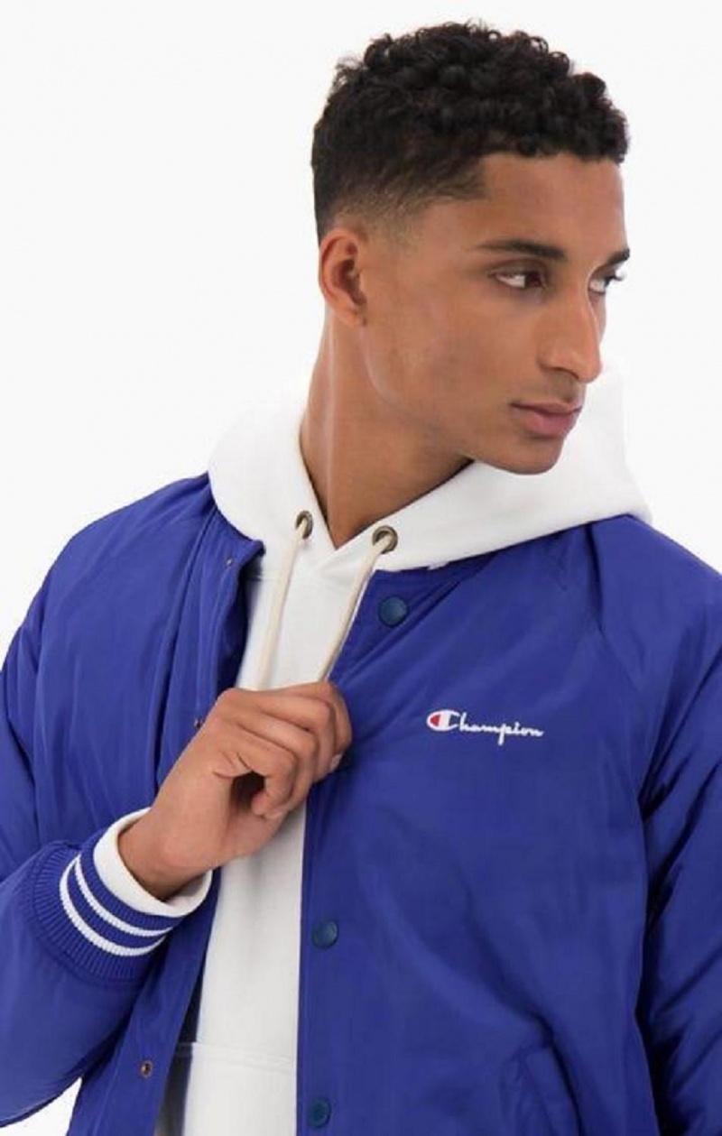 Champion Varsity Bomber Jacket Férfi Kabát Sötétkék | 5024-GERAC