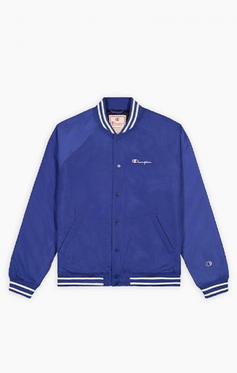 Champion Varsity Bomber Jacket Férfi Kabát Sötétkék | 5024-GERAC