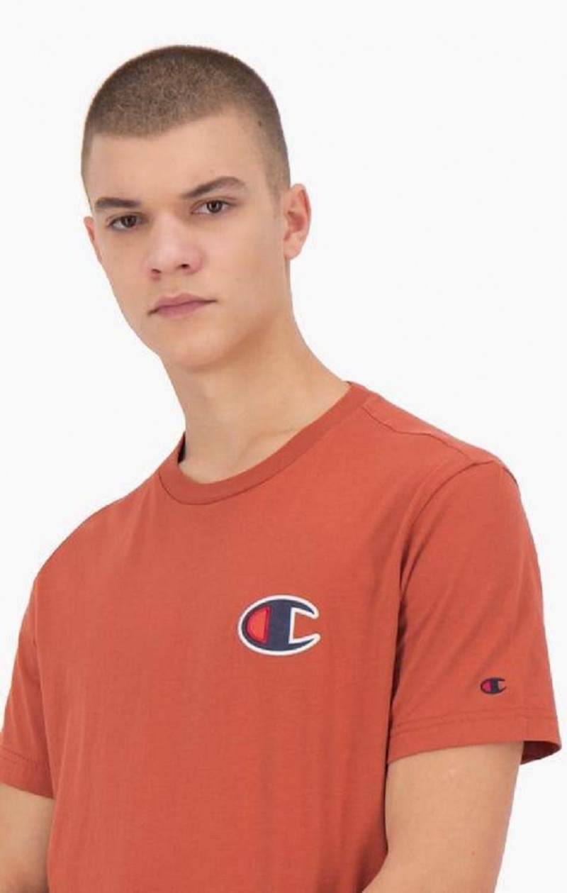 Champion Velúr C Logo Crew Neck T-Shirt Férfi Póló Narancssárga | 4302-ROXZP