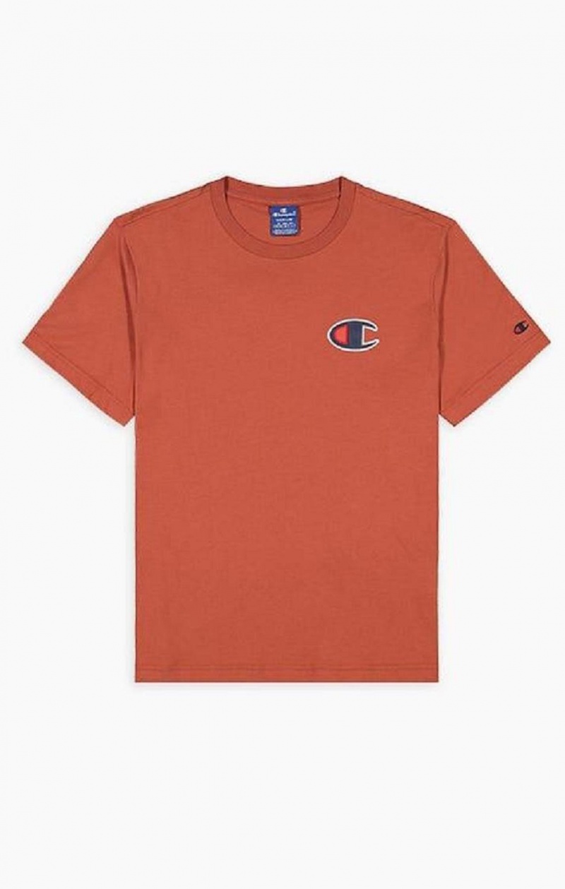 Champion Velúr C Logo Crew Neck T-Shirt Férfi Póló Narancssárga | 4302-ROXZP