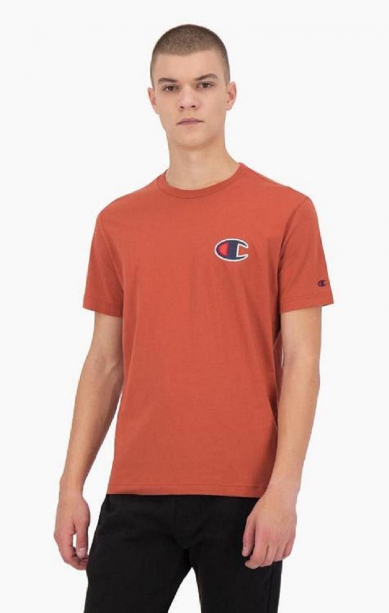 Champion Velúr C Logo Crew Neck T-Shirt Férfi Póló Narancssárga | 4302-ROXZP