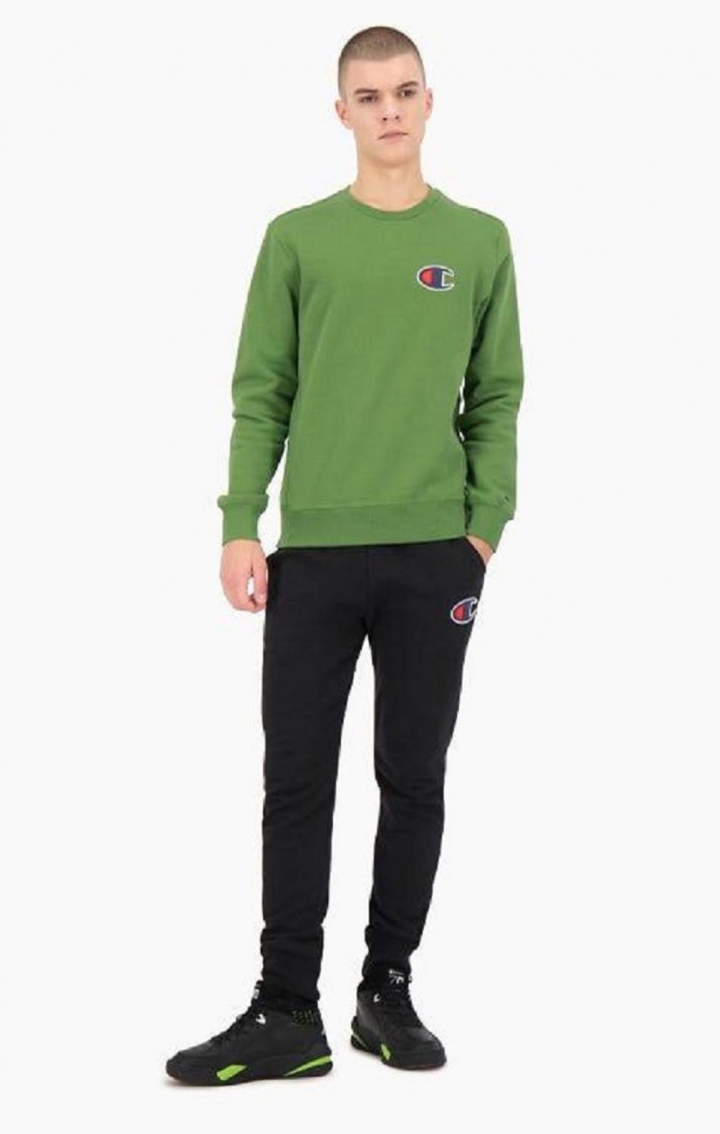 Champion Velúr C Logo Pamut Terry Sweatshirt Férfi Pulóverek Zöld | 5638-IVCLU