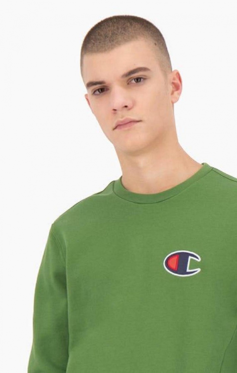 Champion Velúr C Logo Pamut Terry Sweatshirt Férfi Pulóverek Zöld | 5638-IVCLU