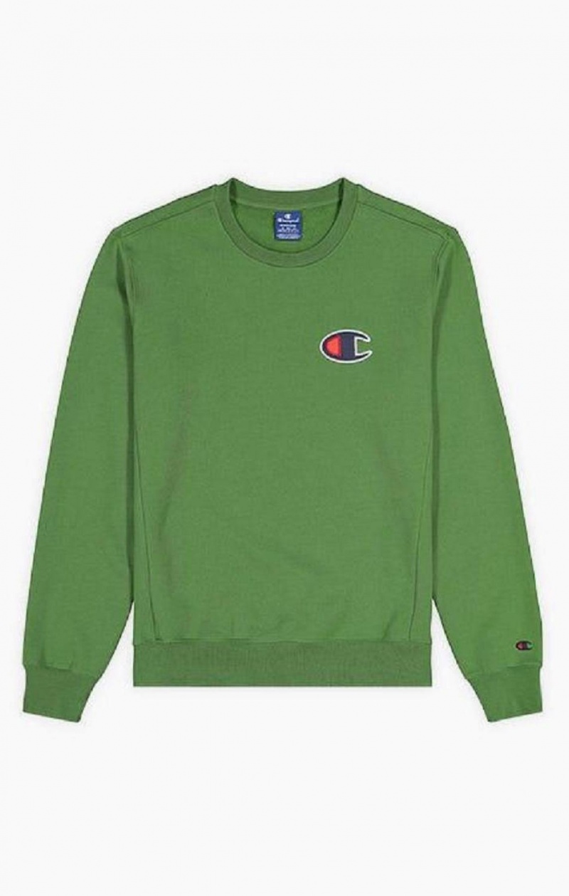 Champion Velúr C Logo Pamut Terry Sweatshirt Férfi Pulóverek Zöld | 5638-IVCLU