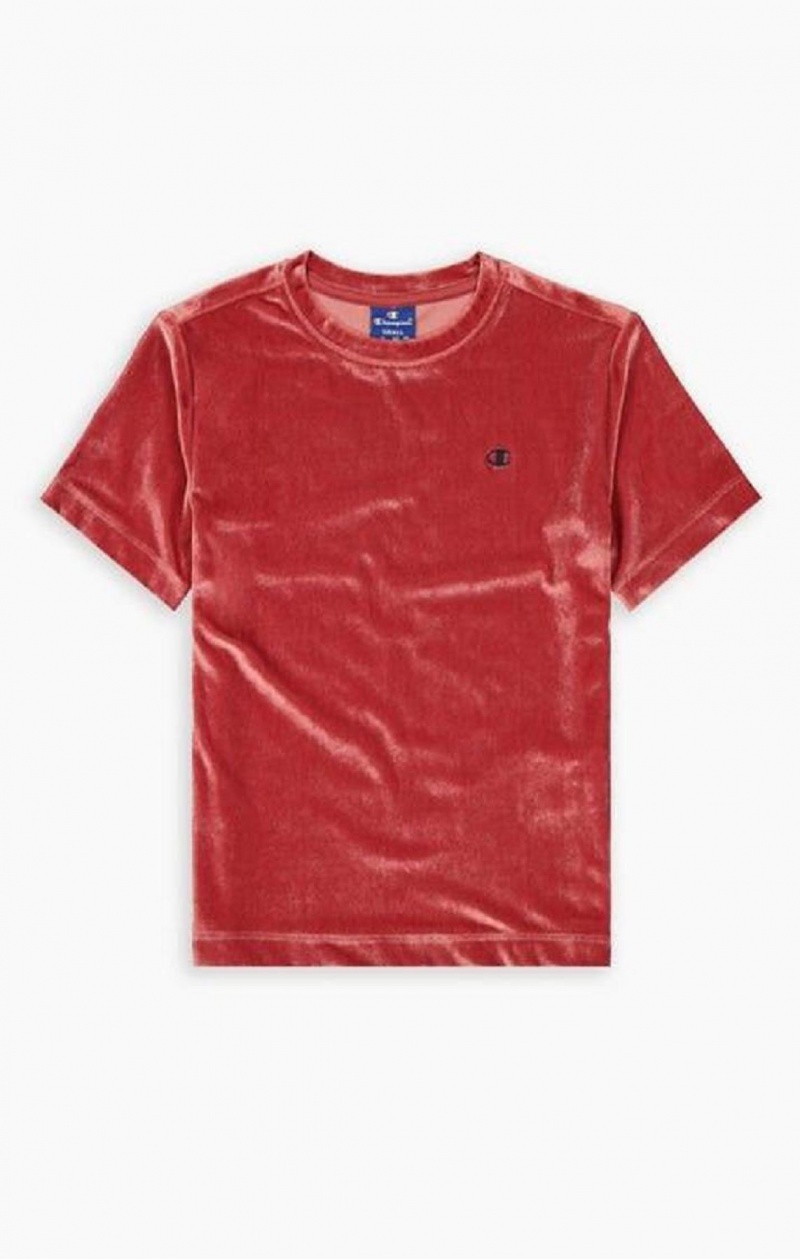 Champion Velvet C Logo T-Shirt Női Póló Piros | 8065-JXBUT