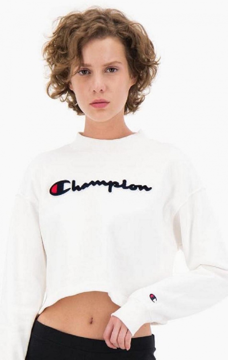 Champion Velvet Script Logo High Neck Sweatshirt Női Pulóverek Rózsaszín | 8937-DWOQR