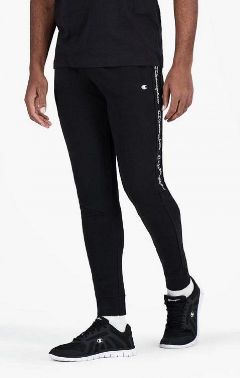 Champion Vertical Script Logo Print Joggers Férfi Jogger Nadrág Fekete | 7485-XEBJQ