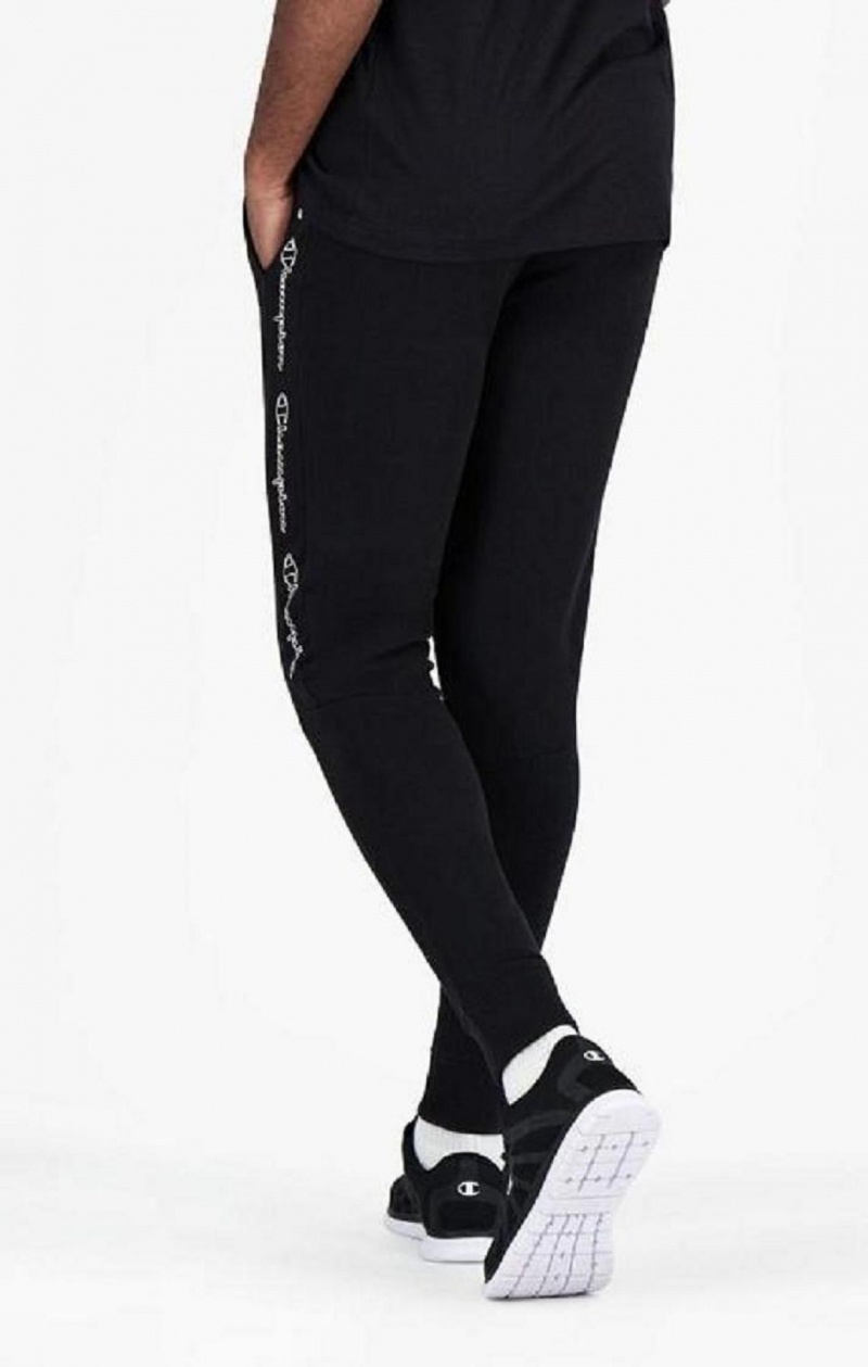 Champion Vertical Script Logo Print Joggers Férfi Jogger Nadrág Fekete | 7485-XEBJQ