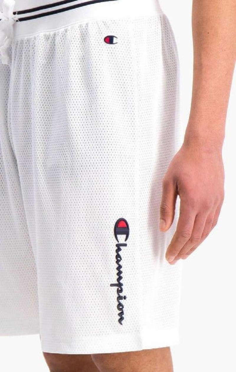 Champion Vertical Script Logo Shorts Férfi Rövidnadrág Fehér | 2710-FWNRZ