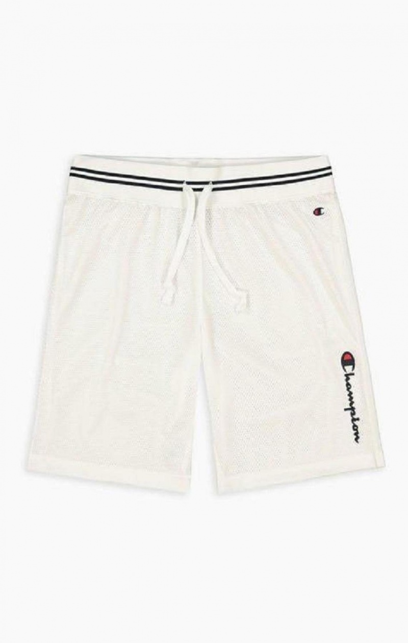 Champion Vertical Script Logo Shorts Férfi Rövidnadrág Fehér | 2710-FWNRZ