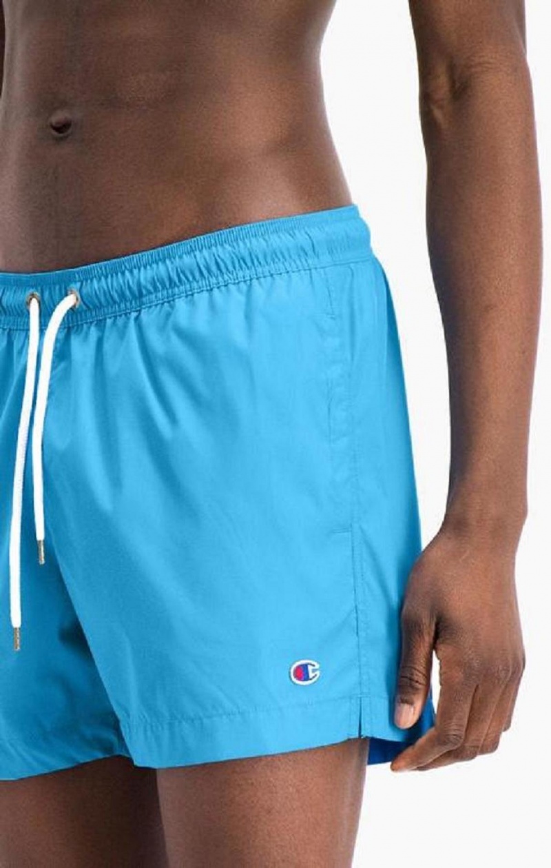 Champion Vizi Reacting Script Logo Print Swim Shorts Férfi Fürdőruha Kék | 0317-CEWZD