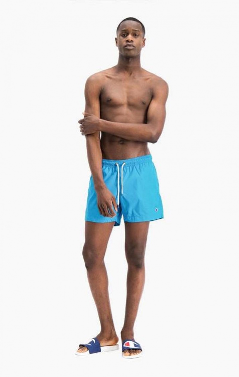 Champion Vizi Reacting Script Logo Print Swim Shorts Férfi Fürdőruha Kék | 0317-CEWZD