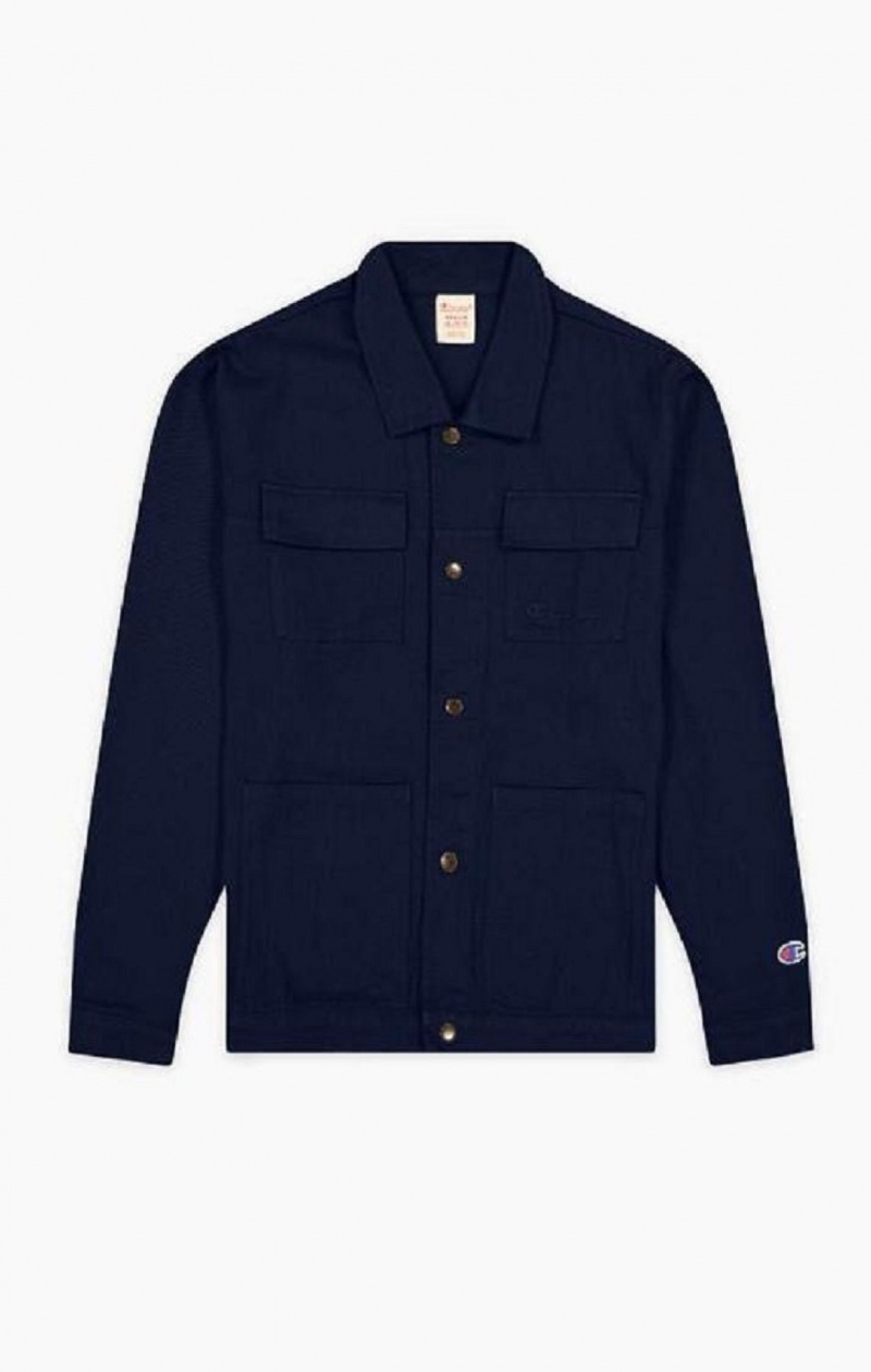 Champion Woven Utility Jacket Férfi Kabát Sötétkék | 3481-IHBVS