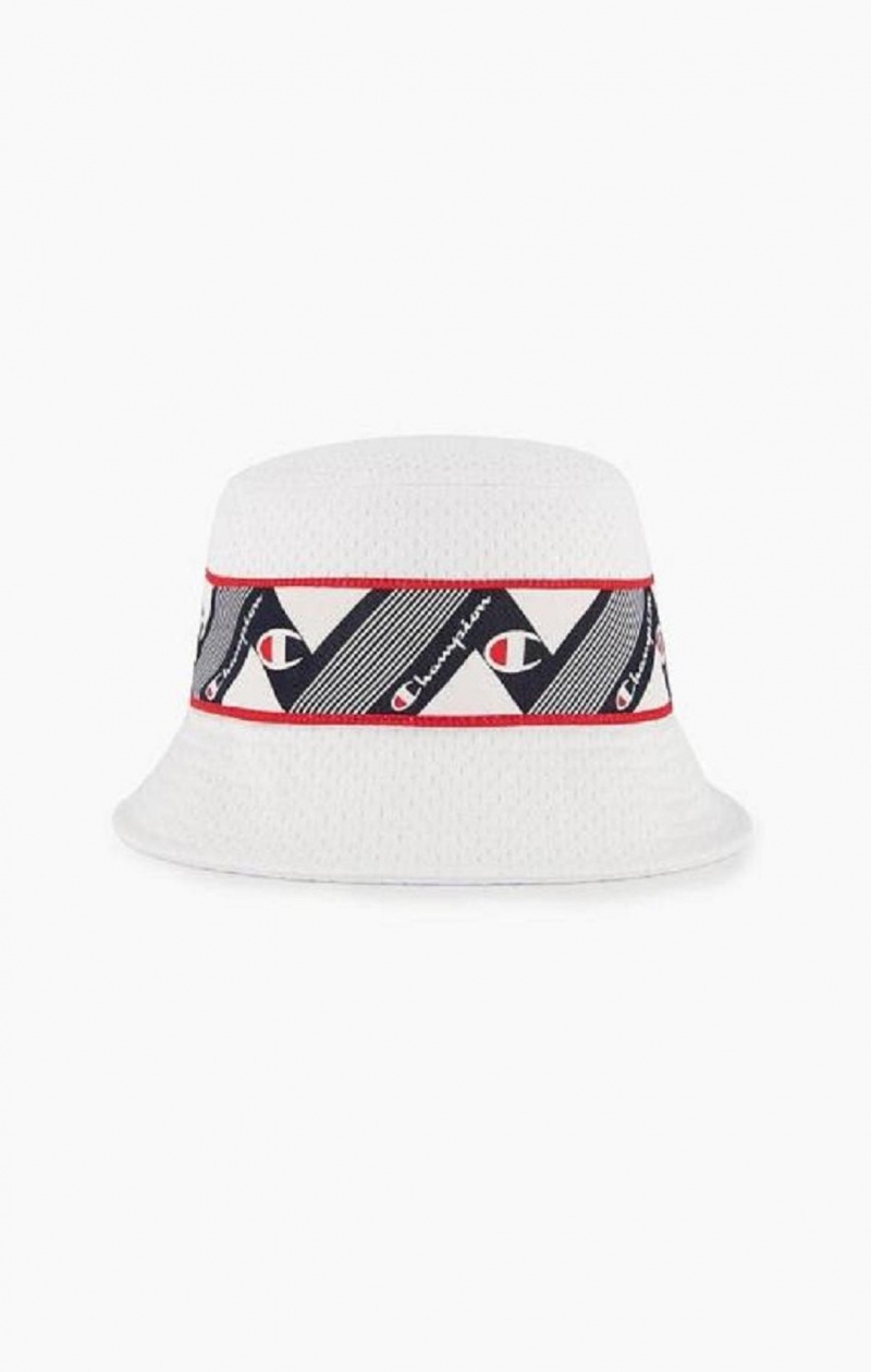 Champion Zig Zag Logo Tape Bucket Hat Női Kalap Fehér | 0953-EMYIP