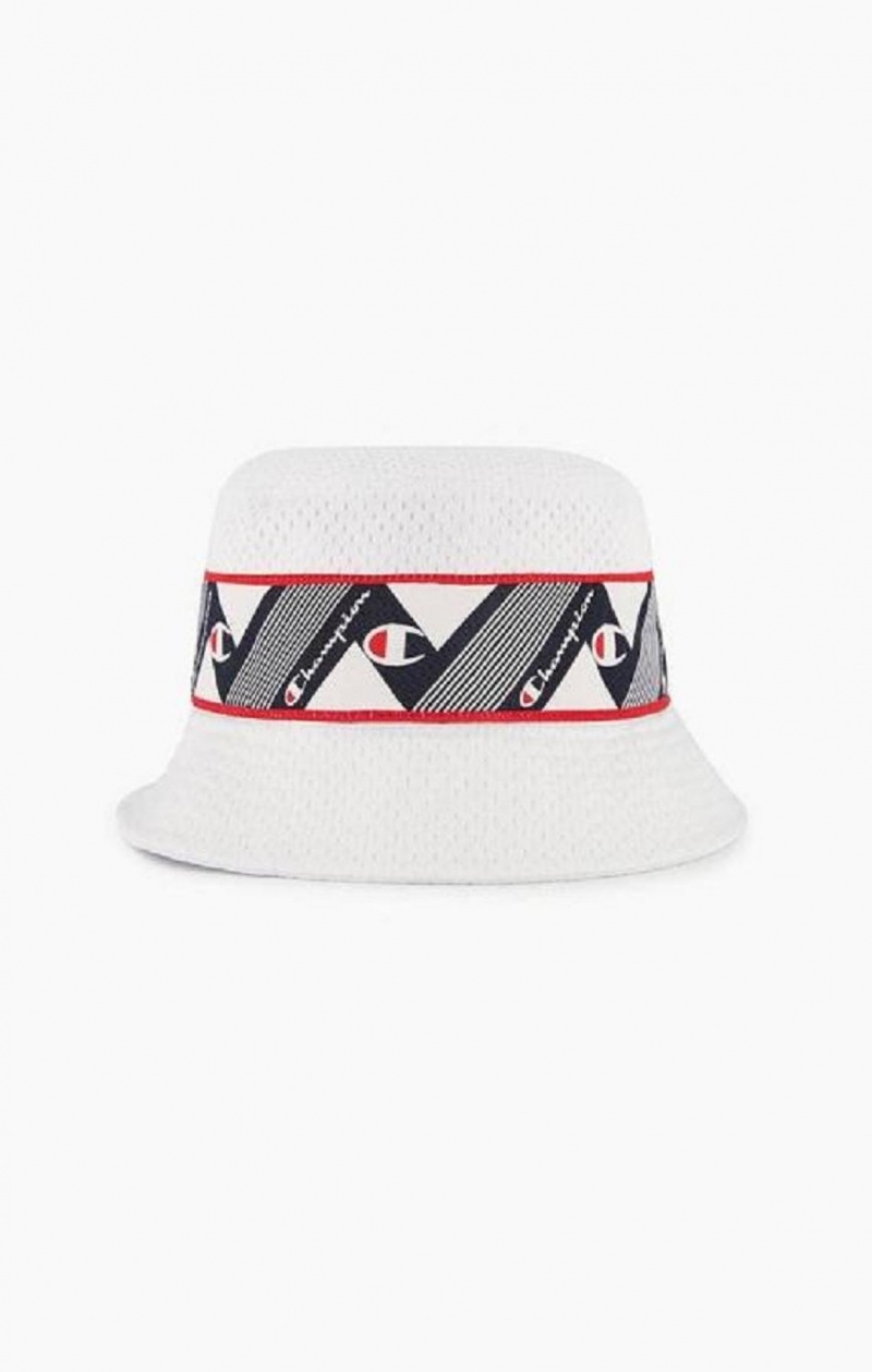 Champion Zig Zag Logo Tape Bucket Hat Női Kalap Fehér | 0953-EMYIP