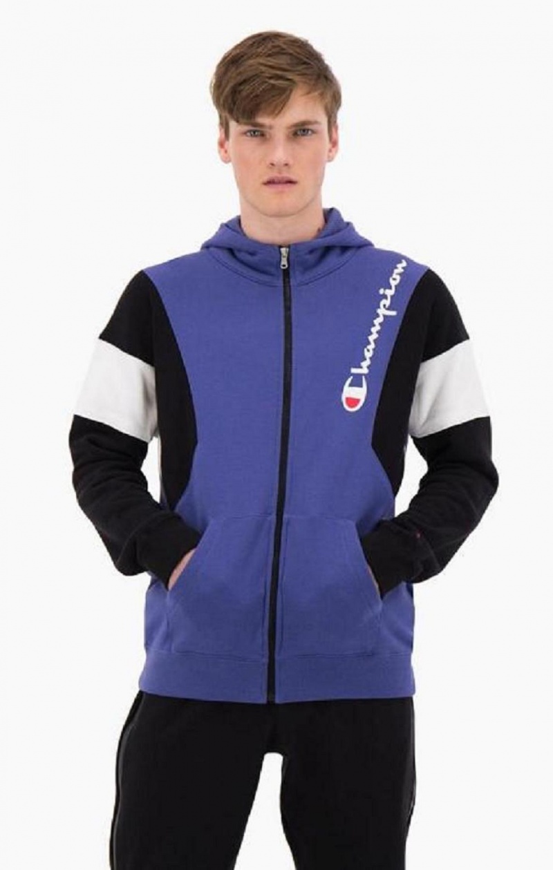 Champion Zip-Up Colour Block Pamut Terry Csuklyás Jacket Férfi Kapucnis Pulóver Levendula | 9548-OBDEY