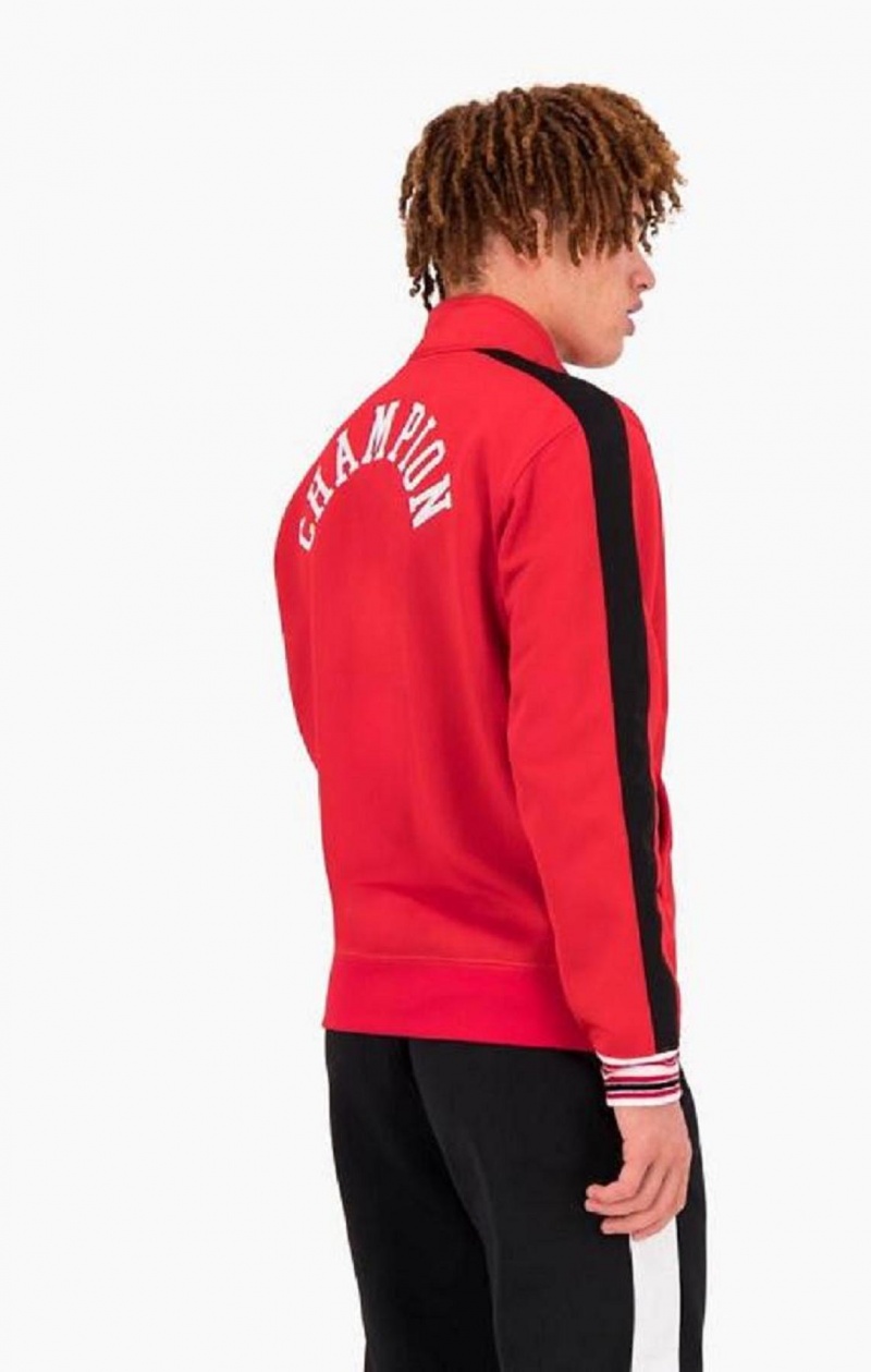 Champion Zip-Up Stripe Sleeve Basketball Sweatshirt Férfi Pulóverek Piros | 5360-IYAHB