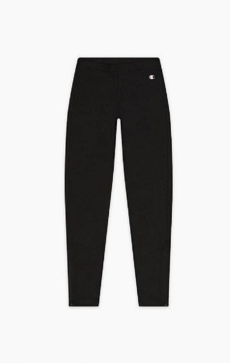 Champion Zip Detail Stretch Pamut Leggings Női Jogger Nadrág Fekete | 7914-IPZKD